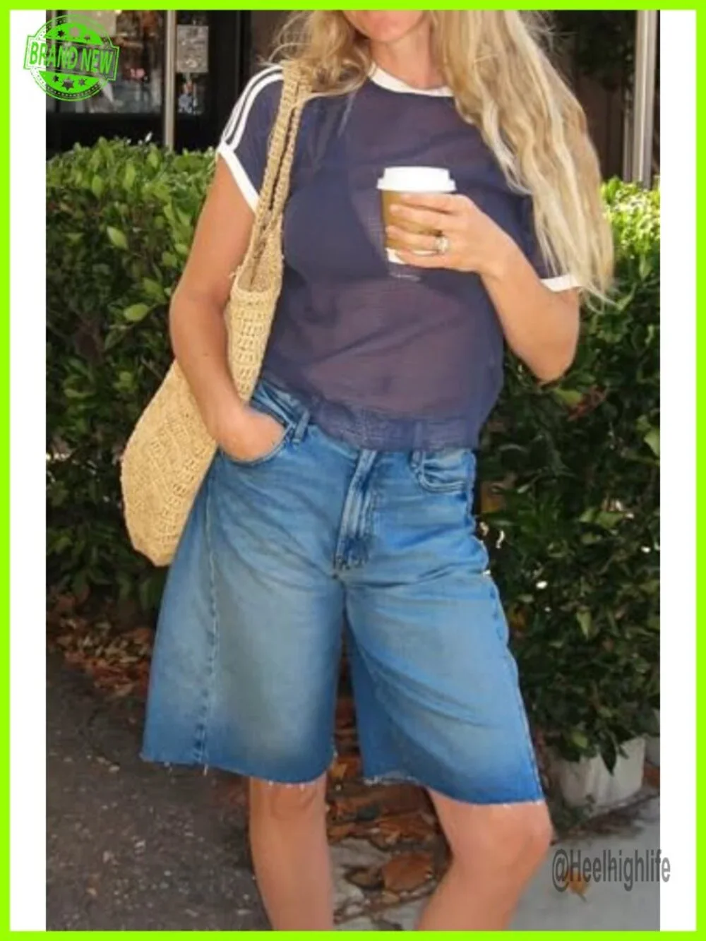 Cicy Bell High Waisted Wide Leg Bermuda Jean Shorts Summer Baggy Denim